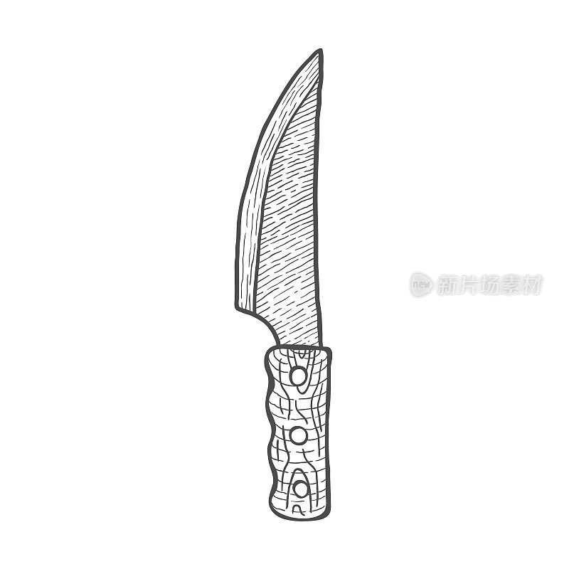 Hand Drawn Chef Kitchen Knife. Vector
